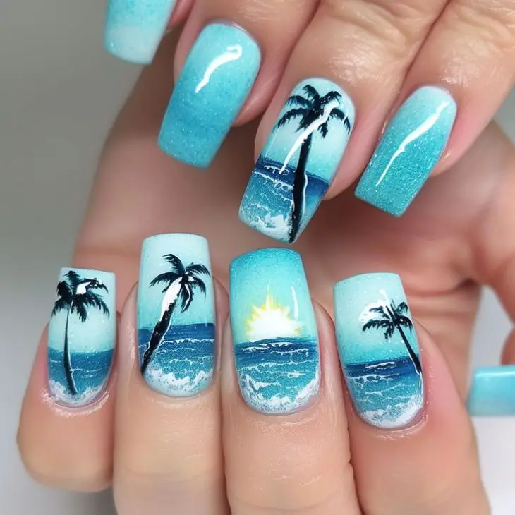 22 Ideas Summer Palm Tree Nail Designs to Elevate Your Style in 2024