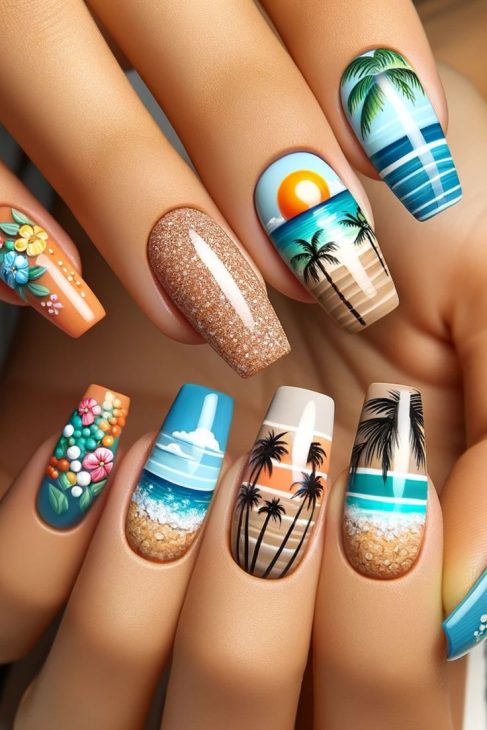 20 Ideas Intriguing Beach Nail Designs Colors