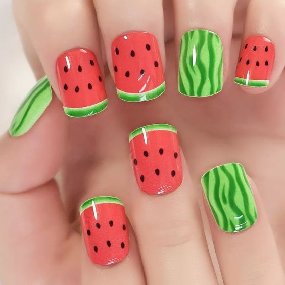 21 Ideas The Fresh Twist of Summer: Watermelon Nails