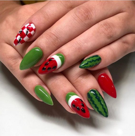 21 Ideas The Fresh Twist of Summer: Watermelon Nails