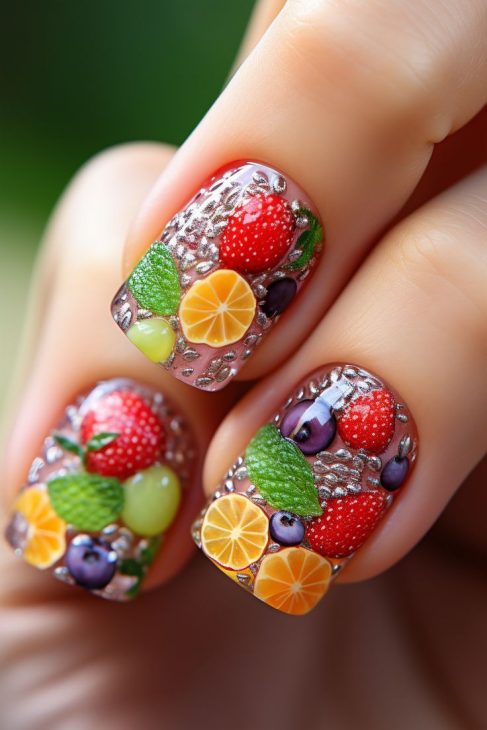 20 Ideas A Splash of Juicy Elegance - Summer Fruit Nails Designs Colors 2024