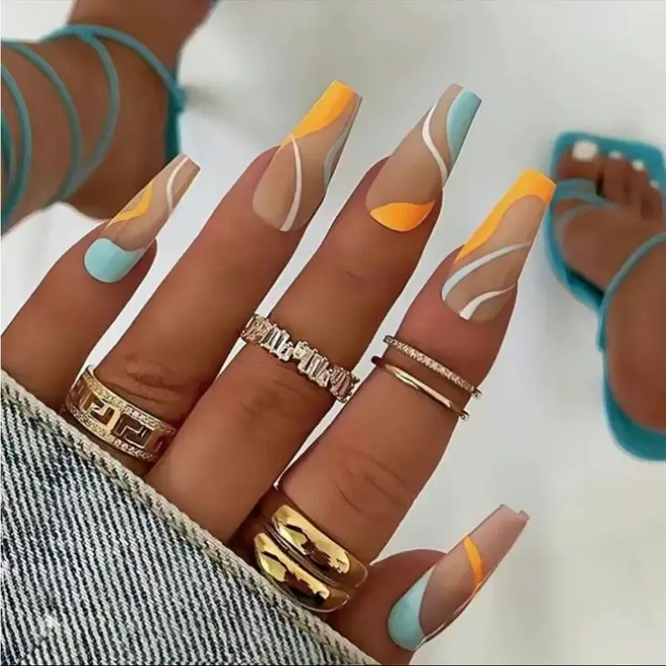 21 Ideas Unveiling the Chic of Summer Coffin Nails 2024