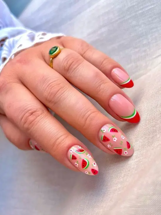 21 Ideas The Fresh Twist of Summer: Watermelon Nails