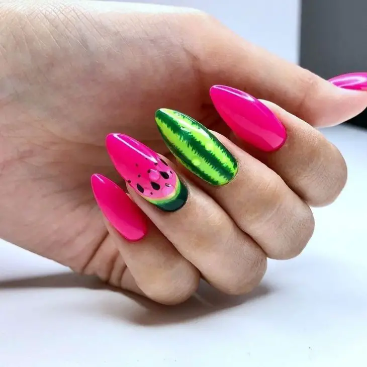 21 Ideas The Fresh Twist of Summer: Watermelon Nails