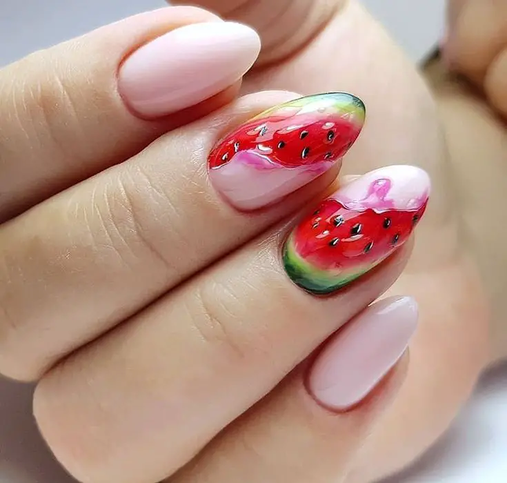 21 Ideas The Fresh Twist of Summer: Watermelon Nails