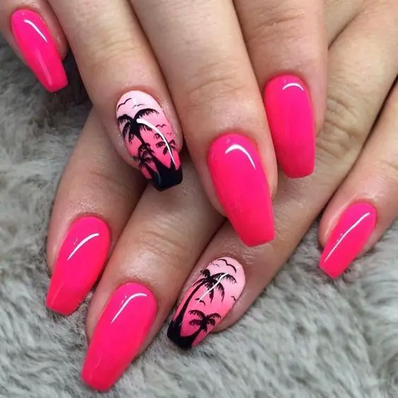 22 Ideas Summer Palm Tree Nail Designs to Elevate Your Style in 2024