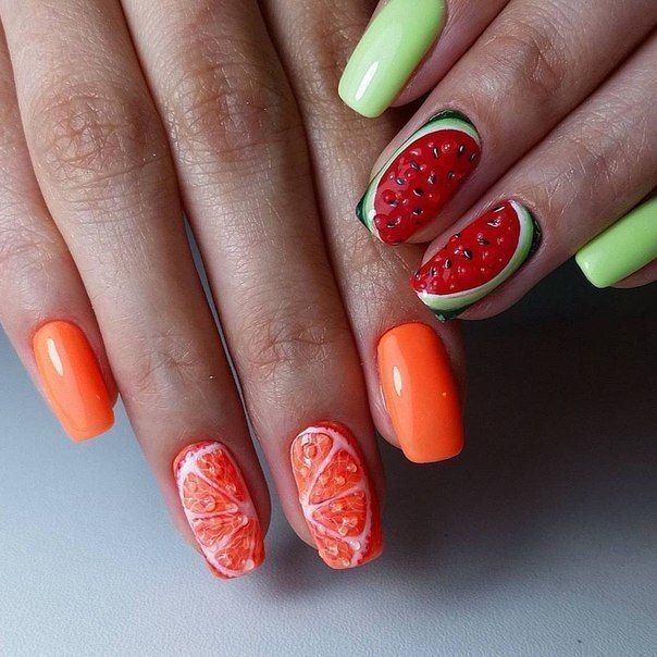 20 Ideas A Splash of Juicy Elegance - Summer Fruit Nails Designs Colors 2024