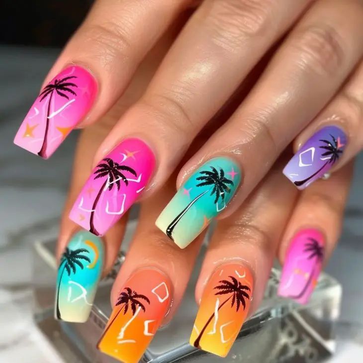 22 Ideas Summer Palm Tree Nail Designs to Elevate Your Style in 2024