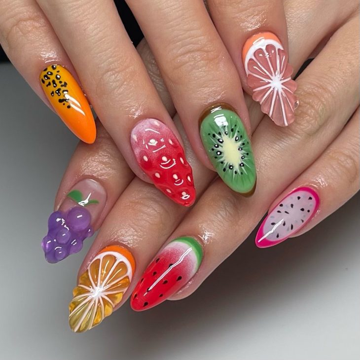 20 Ideas A Splash of Juicy Elegance - Summer Fruit Nails Designs Colors 2024