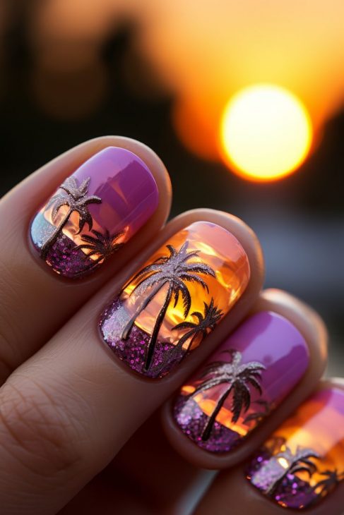 22 Ideas Summer Palm Tree Nail Designs to Elevate Your Style in 2024