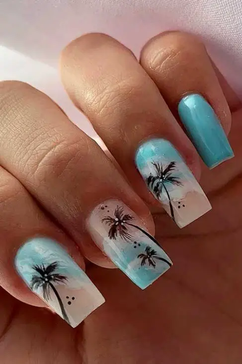 22 Ideas Summer Palm Tree Nail Designs to Elevate Your Style in 2024