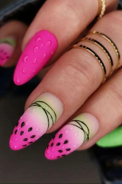 21 Ideas The Fresh Twist of Summer: Watermelon Nails