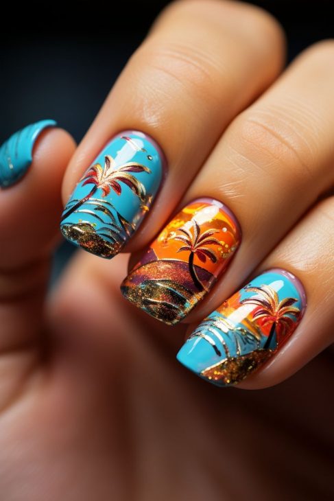 22 Ideas Summer Palm Tree Nail Designs to Elevate Your Style in 2024