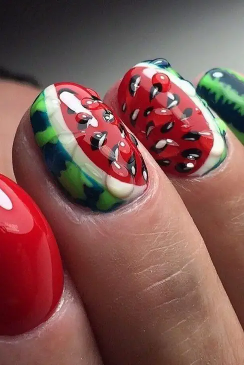 21 Ideas The Fresh Twist of Summer: Watermelon Nails