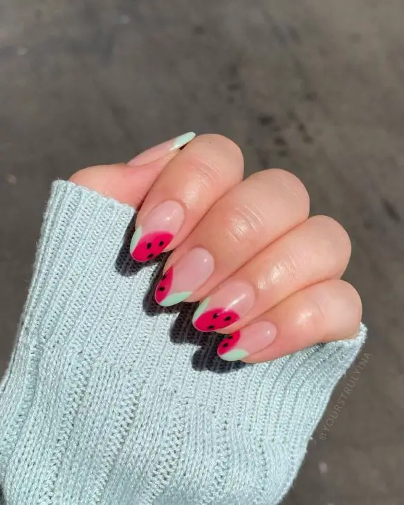 21 Ideas The Fresh Twist of Summer: Watermelon Nails