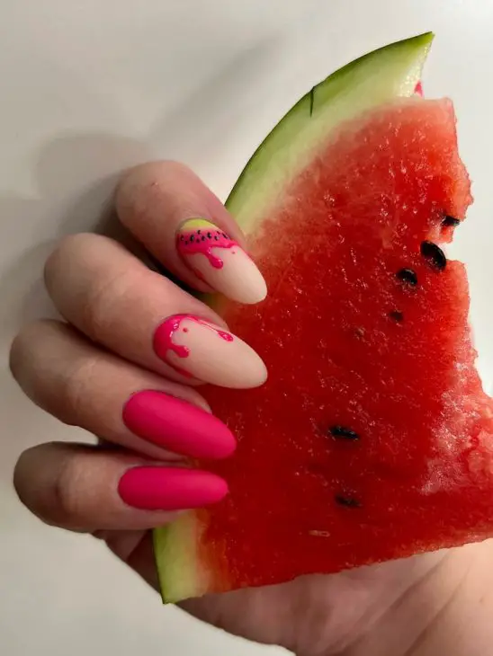 21 Ideas The Fresh Twist of Summer: Watermelon Nails