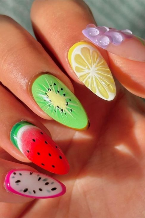 20 Ideas A Splash of Juicy Elegance - Summer Fruit Nails Designs Colors 2024