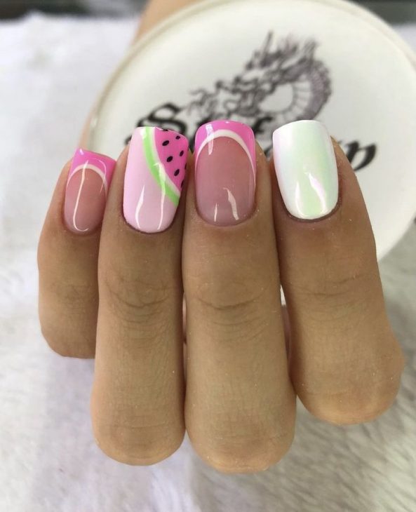 21 Ideas The Fresh Twist of Summer: Watermelon Nails