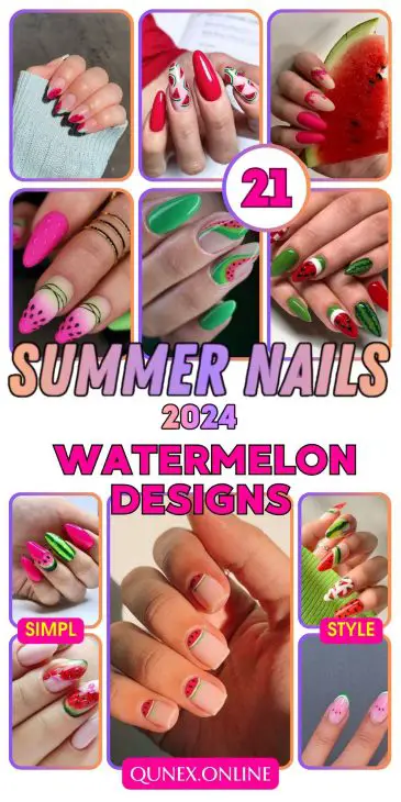 21 Ideas The Fresh Twist of Summer: Watermelon Nails