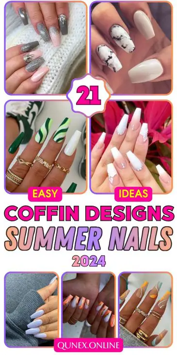 21 Ideas Unveiling the Chic of Summer Coffin Nails 2024