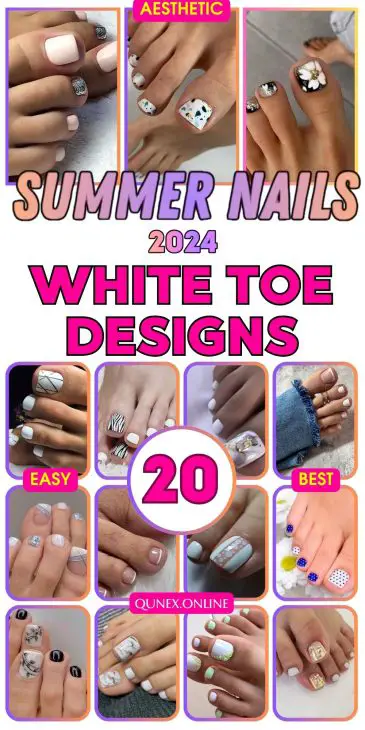 20 Ideas Stylish Summer Soiree: White Toe Nail Designs for 2024