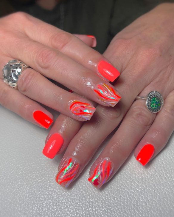 20 Ideas Summer Neon Orange Nails Trends 2024