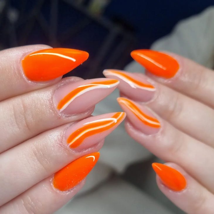 20 Ideas Summer Neon Orange Nails Trends 2024