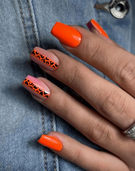 20 Ideas Summer Neon Orange Nails Trends 2024