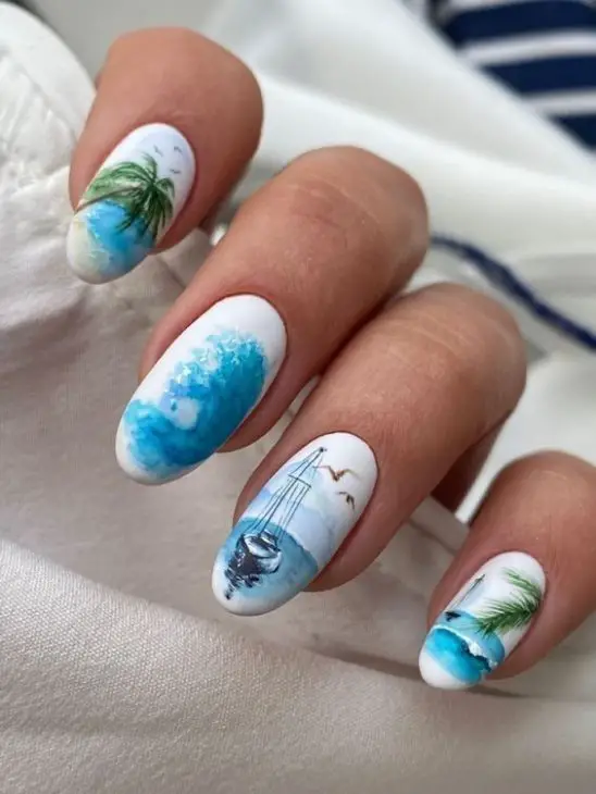 20 Ideas Stunning Beach Nails Designs - Colors for Summer 2024