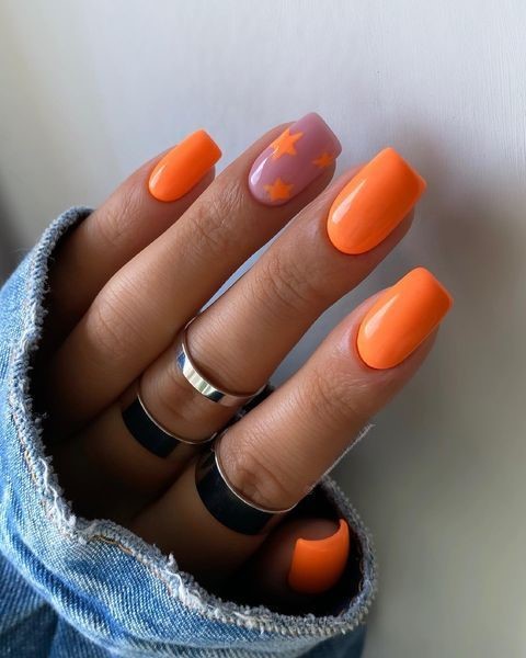 20 Ideas Summer Neon Orange Nails Trends 2024