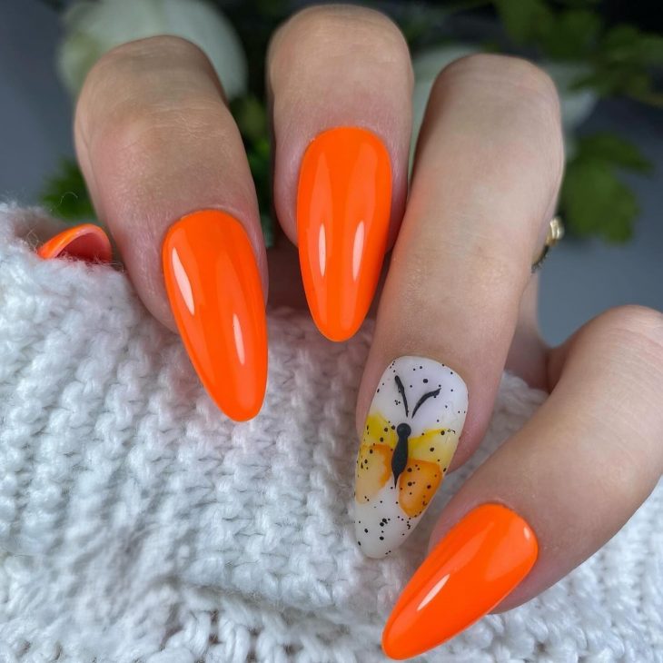 20 Ideas Summer Neon Orange Nails Trends 2024