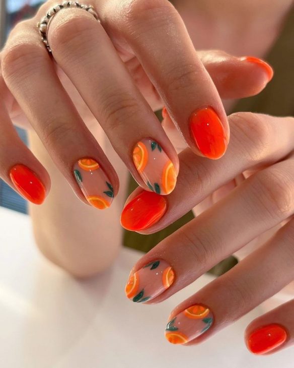 20 Stunning Summer Orange Nails Design Ideas for 2024