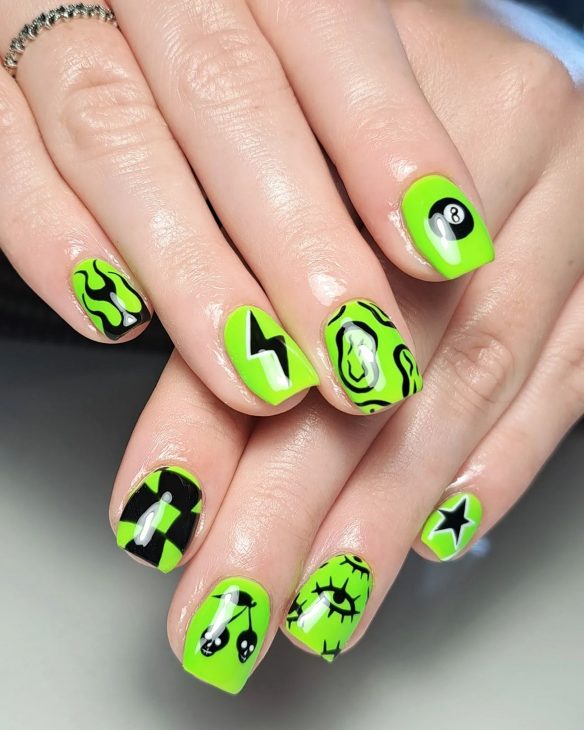 20 Ideas Summer Neon Green Nails Colors 2024