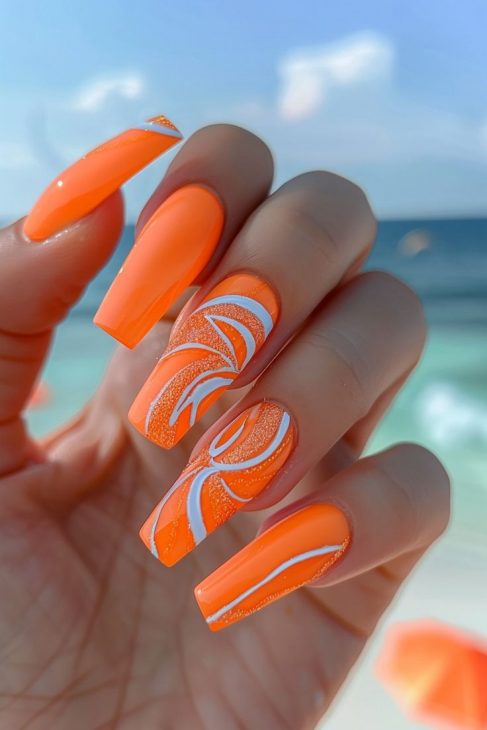 20 Stunning Summer Orange Nails Design Ideas for 2024