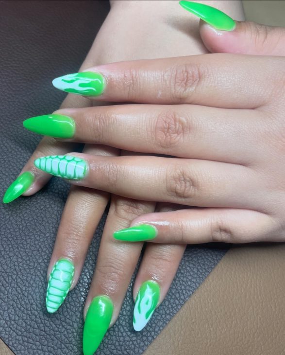 20 Ideas Summer Neon Green Nails Colors 2024