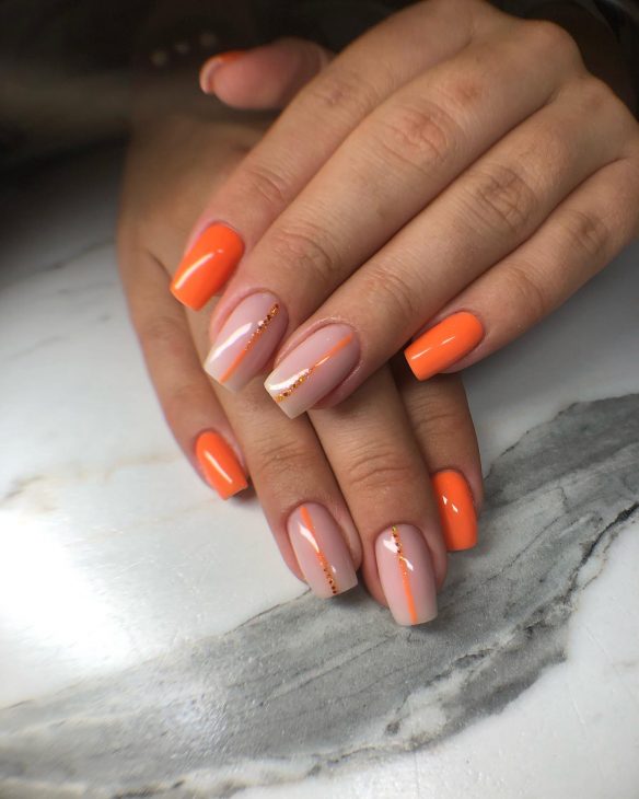 20 Ideas Summer Neon Orange Nails Trends 2024