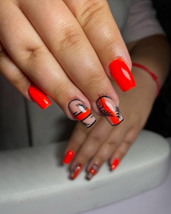 20 Ideas Summer Neon Orange Nails Trends 2024