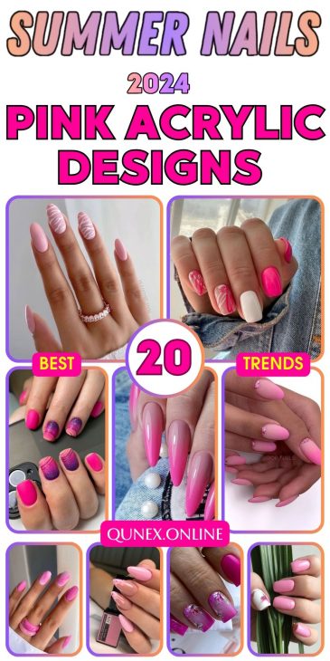 20 Summer Pink Acrylic Nail Ideas 2024: Bright, Cute, and Trendy Designs