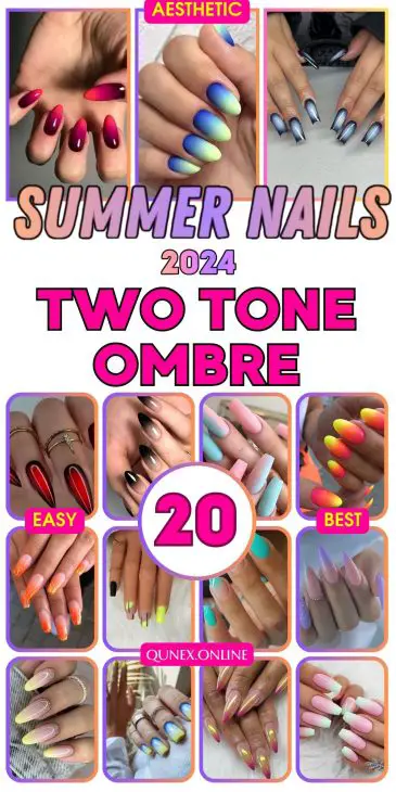 20 Vibrant Two-Tone Summer Ombre Nail Designs for 2024