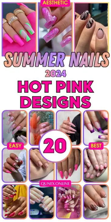 20 Hot Pink Nail Designs for Summer 2024