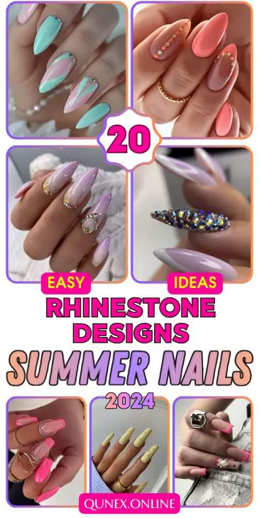 20 Dazzling Rhinestone Summer Nail Ideas for a Sparkling 2024