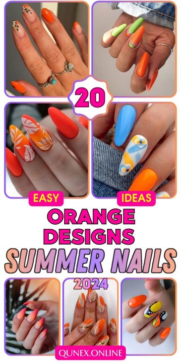 20 Stunning Summer Orange Nails Design Ideas for 2024