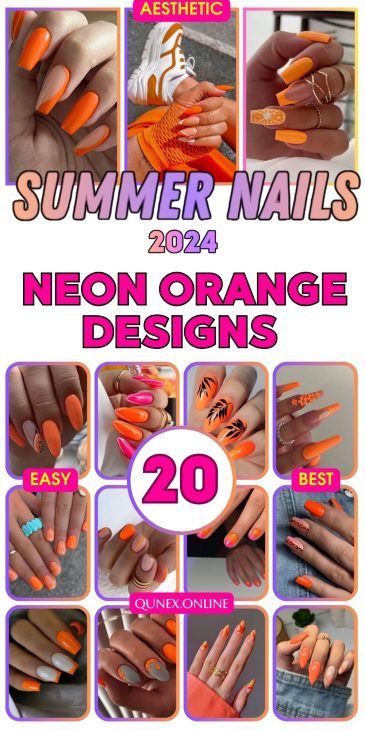 20 Ideas Summer Neon Orange Nails Trends 2024