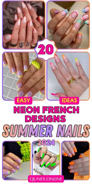 20 Vibrant Summer Neon French Nail Ideas to Brighten Your 2024