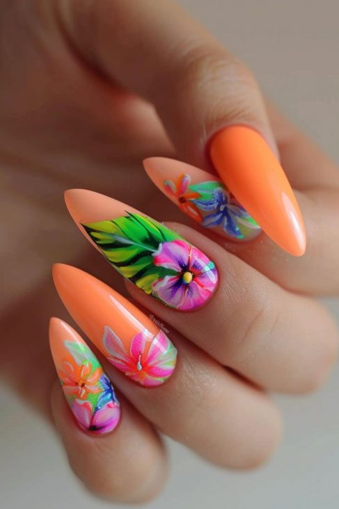 20 Ideas Tropical Nail Designs 2024: Bringing the Beach to Your Fingertips