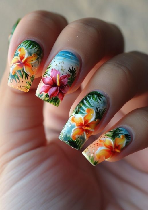 20 Ideas Tropical Nail Designs 2024: Bringing the Beach to Your Fingertips