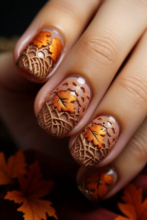 20 Stunning Fall Leaf Nail Designs for 2024: Embrace Autumn with Style