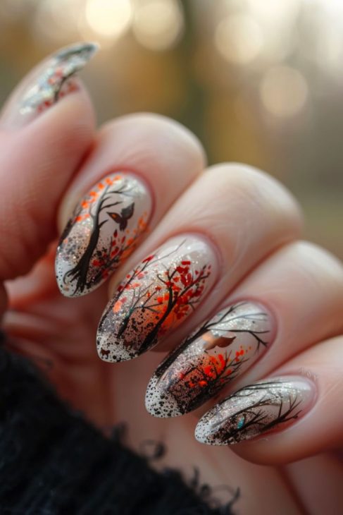 Fall Tree Nail Art Ideas for 2024: Embrace Autumn with Simple and Festive Designs