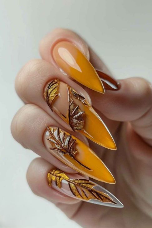 20 Stunning Fall Leaf Nail Designs for 2024: Embrace Autumn with Style