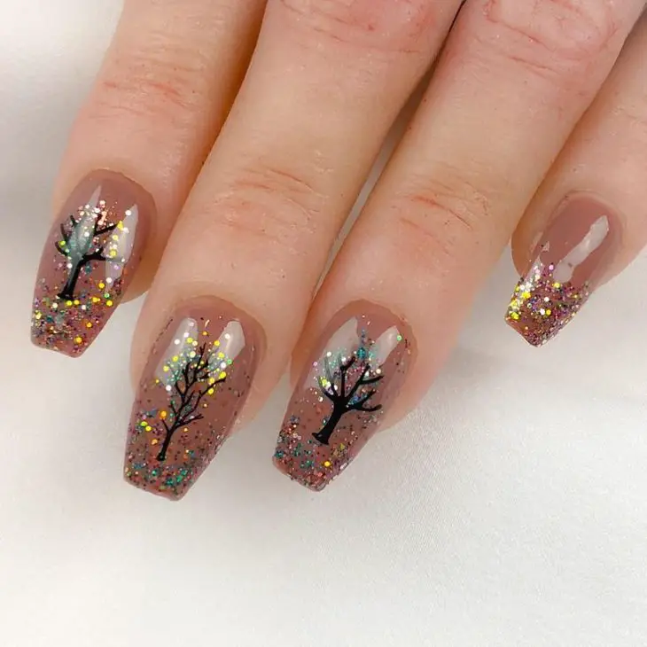 Fall Tree Nail Art Ideas for 2024: Embrace Autumn with Simple and Festive Designs